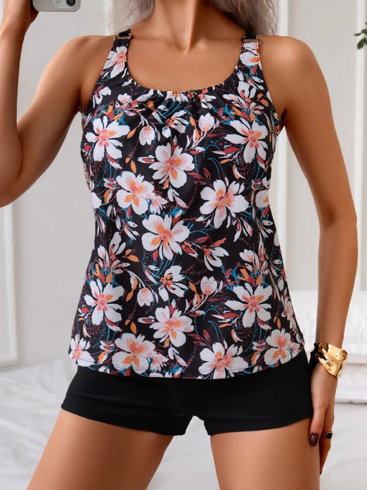 Madeline | Conjunto de tankini con estampado floral medianoche