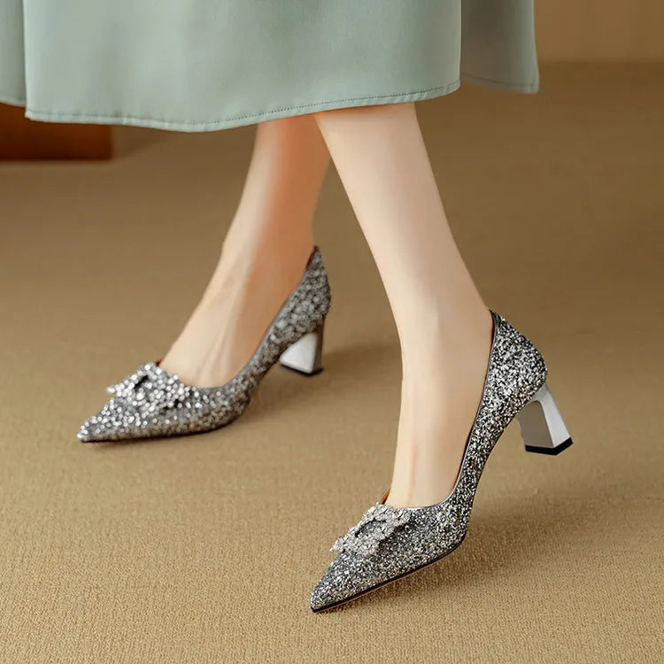 Zapatos de tacón con lentejuelas Gloria
