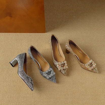 Zapatos de tacón con lentejuelas Gloria