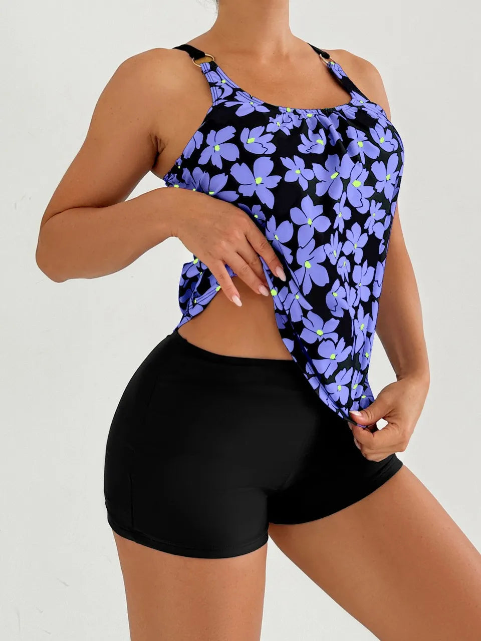 Madeline | Conjunto de tankini con estampado floral medianoche