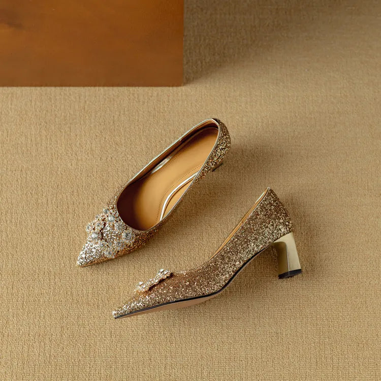 Zapatos de tacón con lentejuelas Gloria