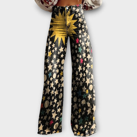 Jeans con Estampados Astrales