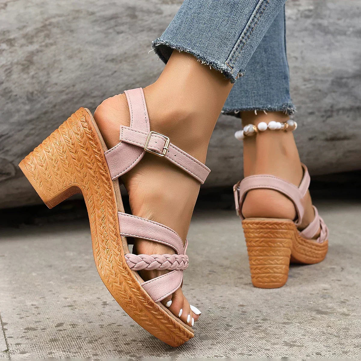 MELODIE | Sandalias de plataforma con tira trenzada
