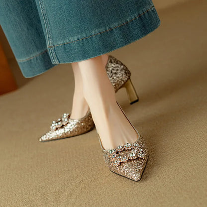 Zapatos de tacón con lentejuelas Gloria
