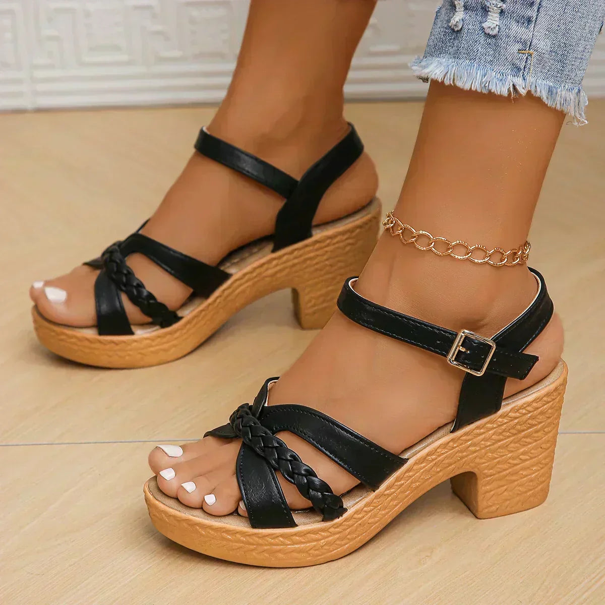 MELODIE | Sandalias de plataforma con tira trenzada