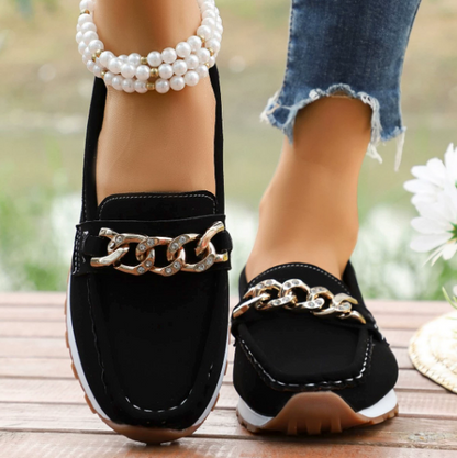 Elle - Mocasines con hebilla de diamante