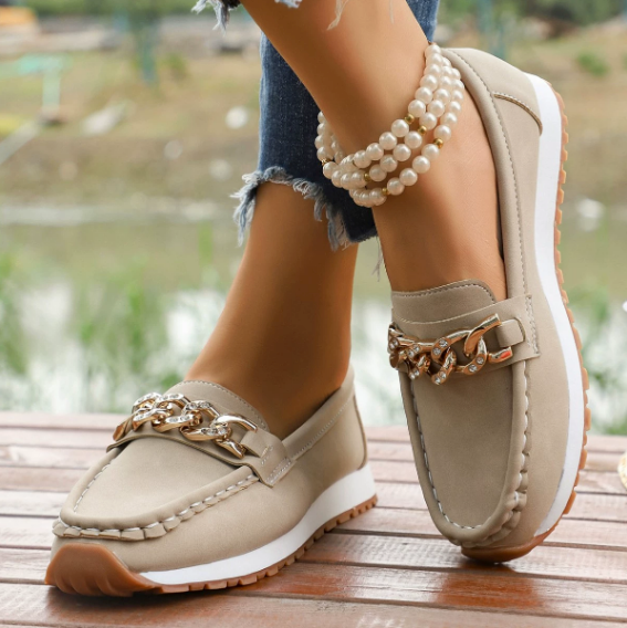 Elle - Mocasines con hebilla de diamante