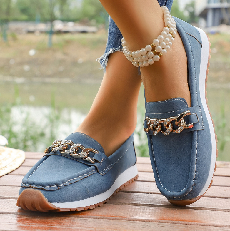 Elle - Mocasines con hebilla de diamante