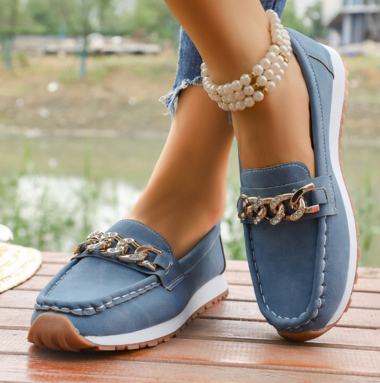 Elle - Mocasines con hebilla de diamante