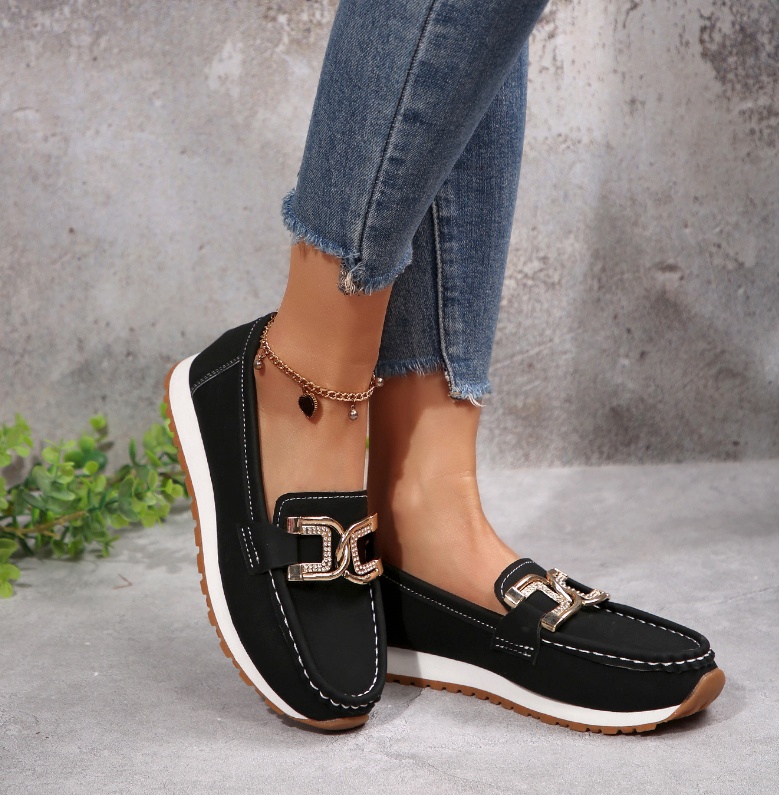 Emma - Elegantes mocasines con hebilla de diamantes