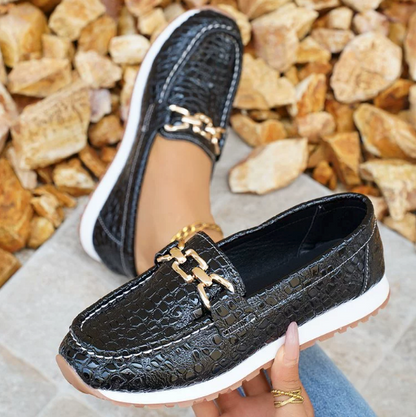 Emmy – Mocasines de piel de cocodrilo negra