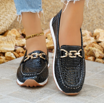 Emmy – Mocasines de piel de cocodrilo negra