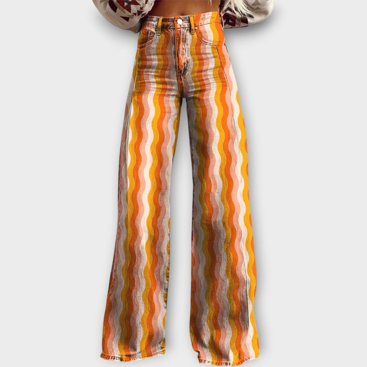 Jeans con rayas coloridas