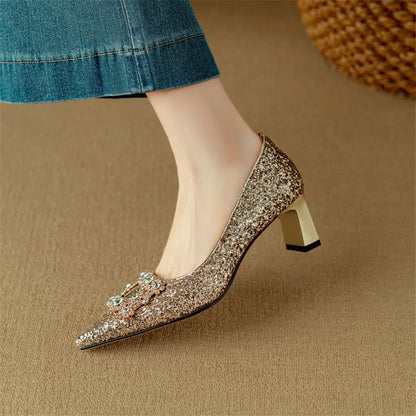 Zapatos de tacón con lentejuelas Gloria
