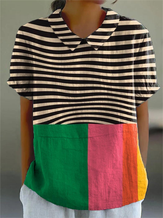Eva | Elegante blusa de rayas con bloques de color