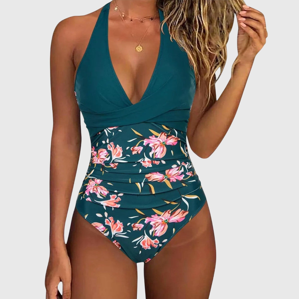 Firenze - Bañador elegante de mujer con escote en pico