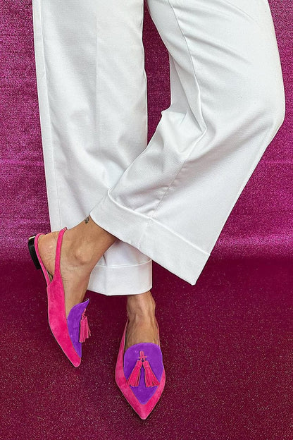 Tessa | Zapatos de tacón con tira trasera y flecos