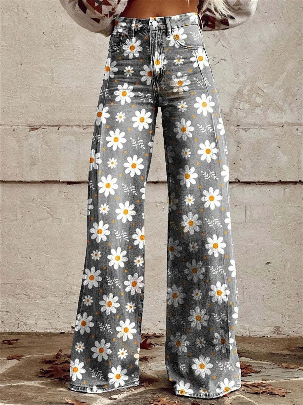 Charlotte™ - Pantalones de pierna ancha con un estampado floral vibrante y cómodo.