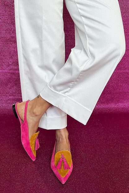 Tessa | Zapatos de tacón con tira trasera y flecos