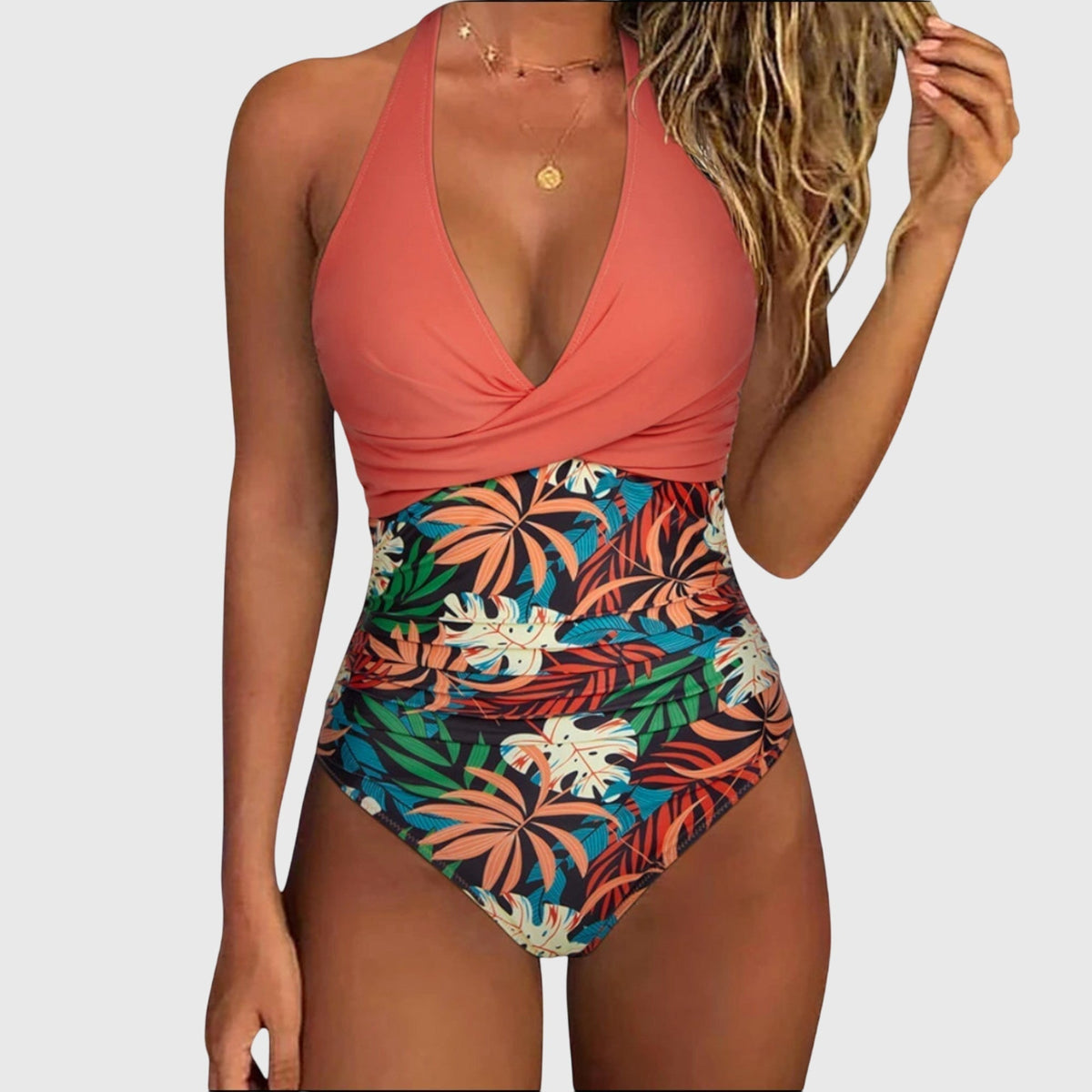 Firenze - Bañador elegante de mujer con escote en pico