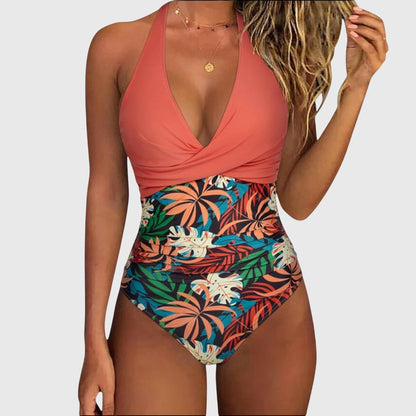 Firenze - Bañador elegante de mujer con escote en pico