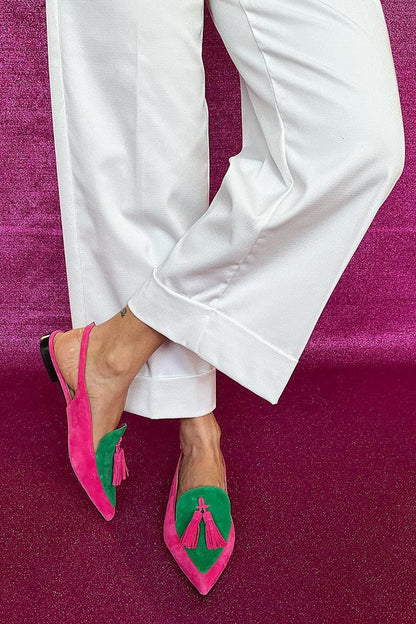 Tessa | Zapatos de tacón con tira trasera y flecos