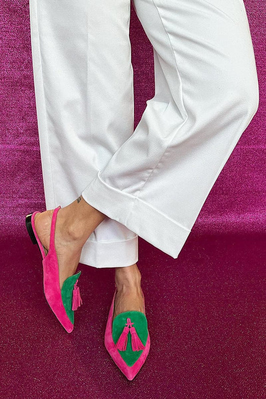 Tessa | Zapatos de tacón con tira trasera y flecos