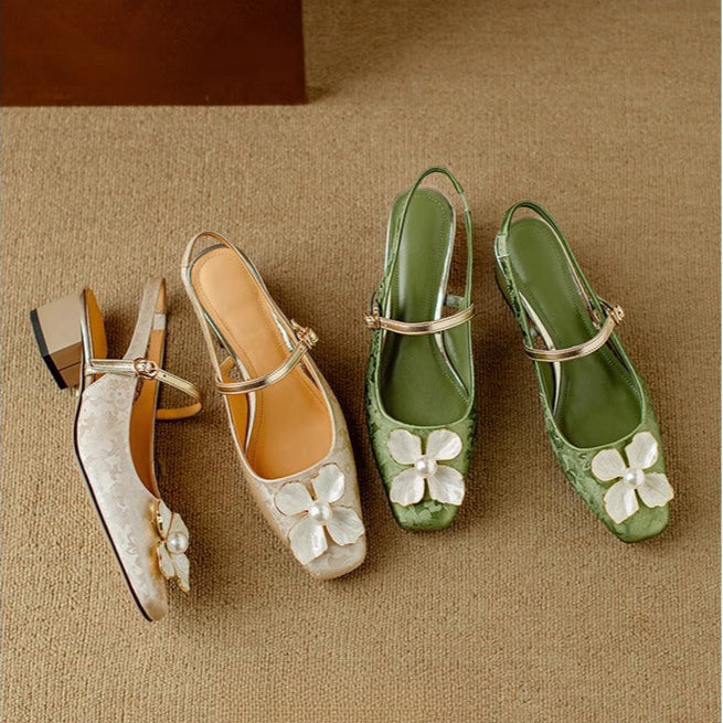 Zapatos de tacón con tira trasera auténtica