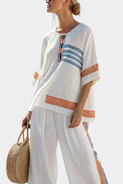 Marcella | Elegante conjunto de lino con contraste