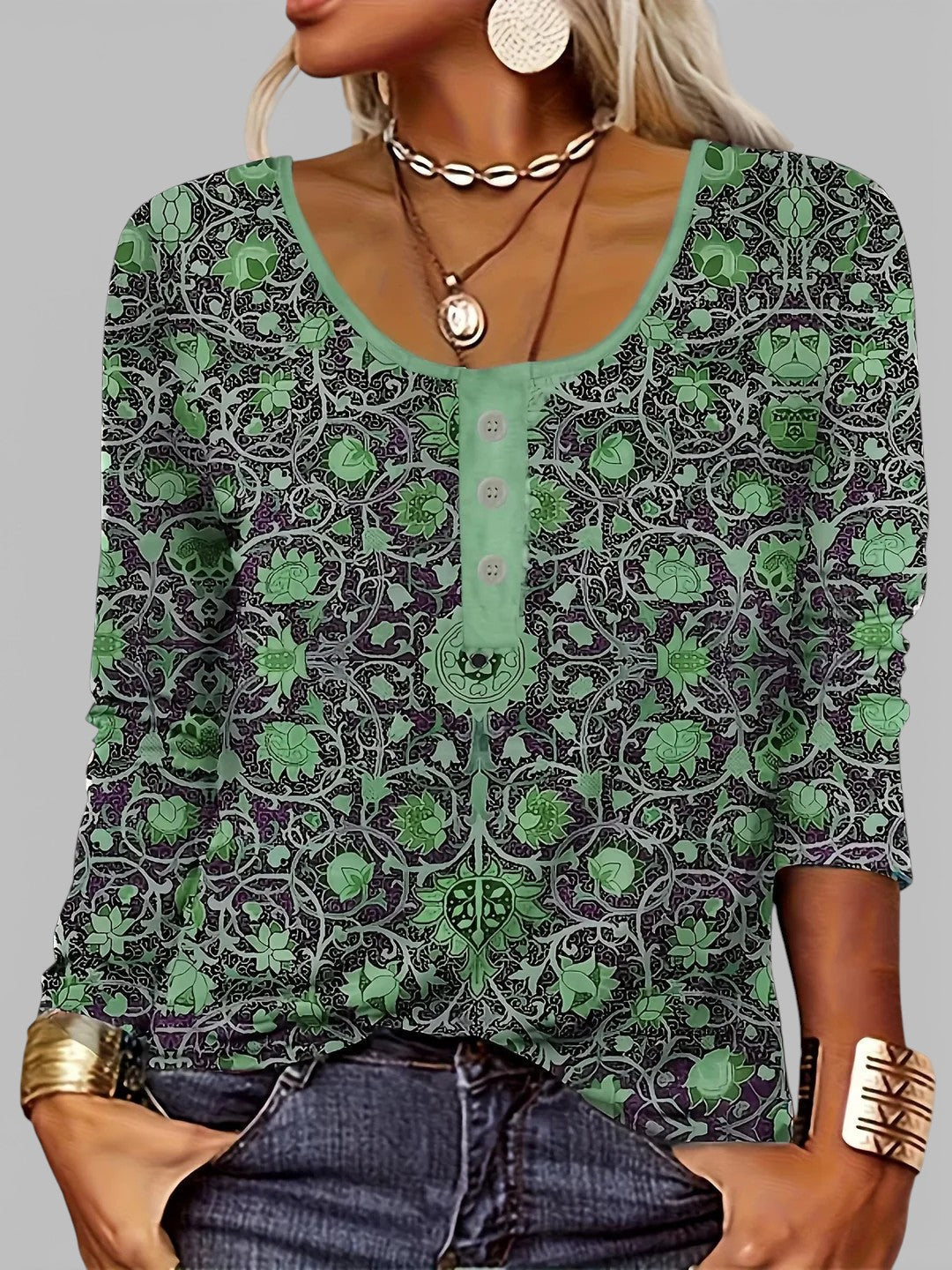 Noelle | Blusa verde botánica