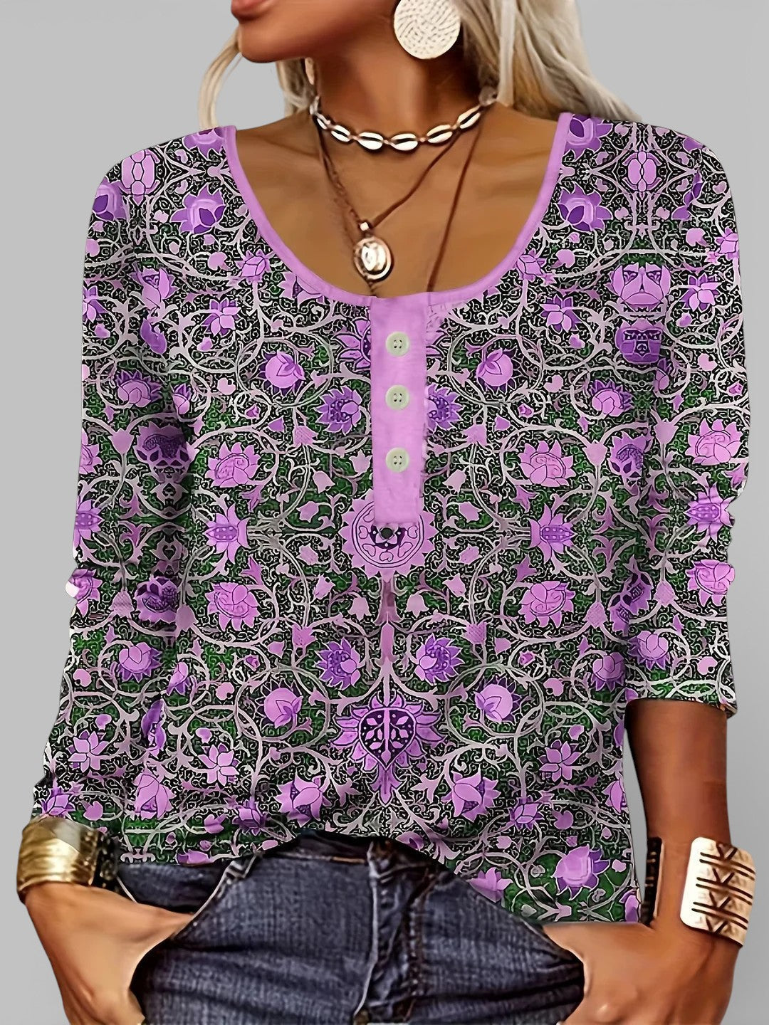 Vivienne | Blusa de mosaico morado