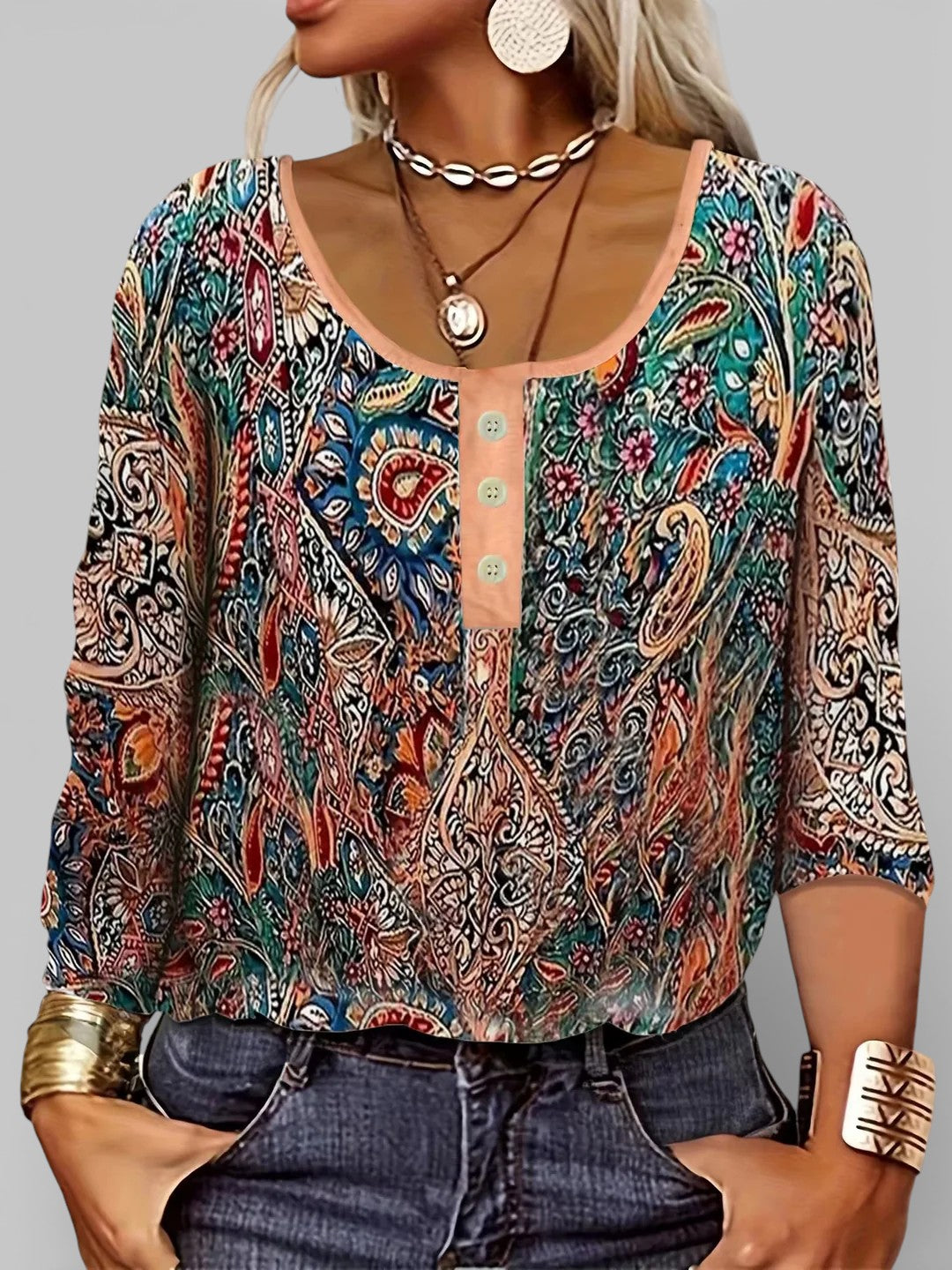 Seraphine | Blusa bohemia con estampado paisley