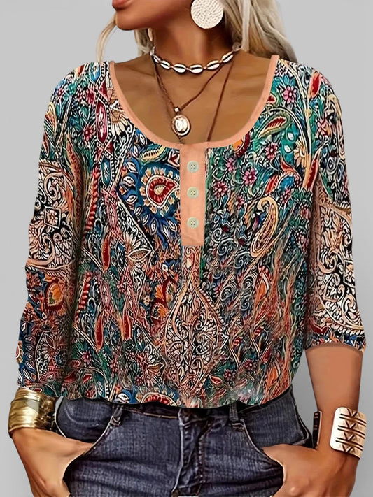 Seraphine | Blusa bohemia con estampado paisley