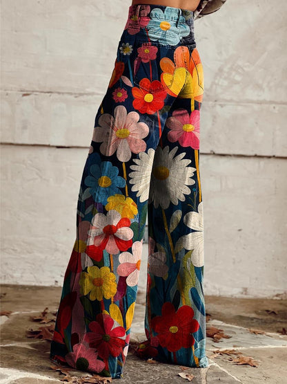 Harper™ - Pantalones de pierna ancha con un estampado floral vibrante y cómodo.
