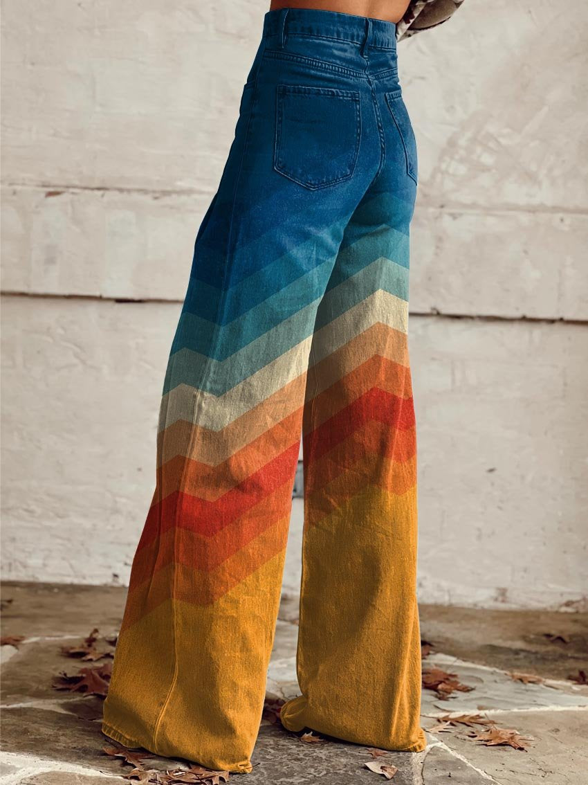 Grace™ - Elegantes pantalones de pierna ancha con rayas multicolores
