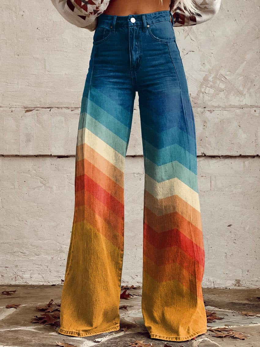 Grace™ - Elegantes pantalones de pierna ancha con rayas multicolores
